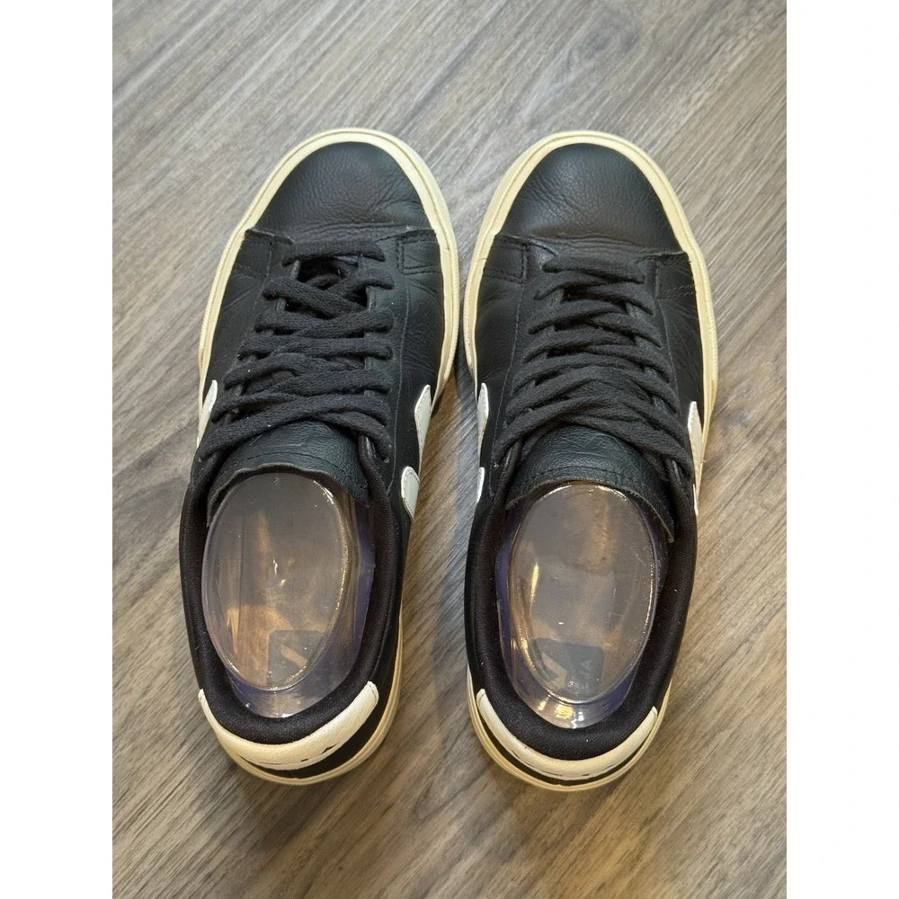 VEJA Sneakers Womens 8 Black White Leather Esplar Casual Minimalist Low Top Chic - Picture 7 of 11